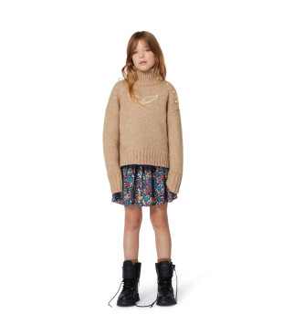 Zadig & Voltaire para niña. X60514 Jersey cuello Cisne beige (16Años= 174cm), Casual, Algodón, moda infantil