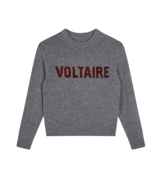 Zadig & Voltaire para niña. X60168 Jersey de punto gris (12Años= 150cm), Casual, Lana, moda infantil, Zadig & Voltaire outlet 2024.