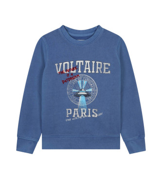 Zadig & Voltaire para niña. X60153 Sudadera de algodón jaspeado azul (16Años= 174cm), Casual, moda infantil, Zadig & Voltaire outlet 2024.