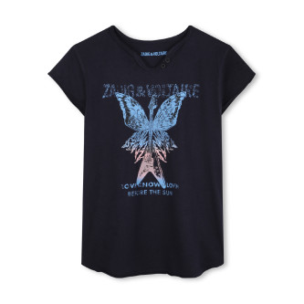 Imagen Zadig & Voltaire para niña. X60321 Camiseta de punto de algodón marino (16años= 176cm), Casual, Manga corta, moda infantil