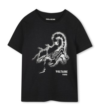 Zadig & Voltaire unisex para niños. X60464 Camiseta M.C. negro (16años= 176cm), Casual, Algodón, Manga corta, moda infantil