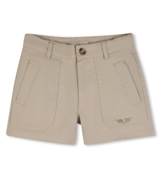 Zadig & Voltaire para niña. X60566 Shorts Sarga beige (10años= 138cm), Casual, Algodón, moda infantil