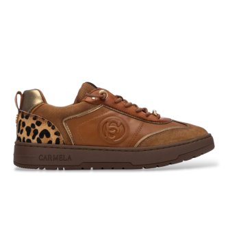 Carmela para mujer. 16250403-CAMEL Zapatillas de Piel 162504 marrón (36), Plano, Serraje, Cordones, Casual