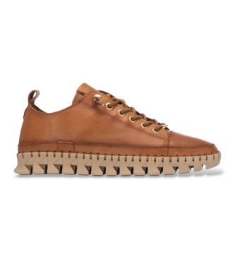Carmela para mujer. 16253101-CAMEL Zapatillas de Piel 162531 marrón (36), Plano, Cordones, Casual
