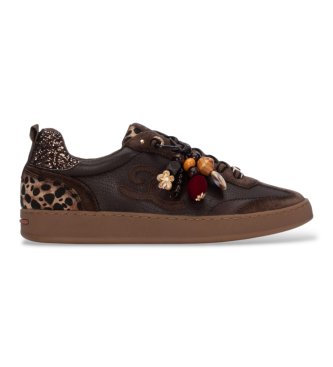Carmela para mujer. 16415201-MARRON Zapatillas de Piel 164152 marrón (35), Plano, Cordones, Casual