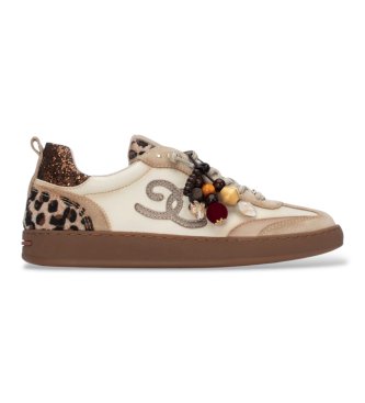 Carmela para mujer. 16415202-BEIGE Zapatillas de Piel 164152 beige (35), Plano, Cordones, Casual