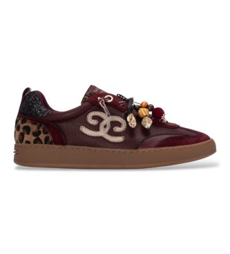 Carmela para mujer. 16415204-BURDEOS Zapatillas de Piel 164152 granate (35), Plano, Cordones, Casual