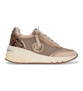 Carmela para mujer. 16422801-BEIGE Zapatillas de Piel 164228 marrón claro (36), 5 a 8cm, Cordones, Cremallera, Casual
