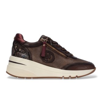 Carmela para mujer. 16422803-MARRON Zapatillas de Piel 164228 marrón (36), 5 a 8cm, Cordones, Cremallera, Casual