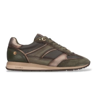Carmela para mujer. 16423301-KAKI Zapatillas de Piel 164233 verde (36), Plano, Cordones, Casual