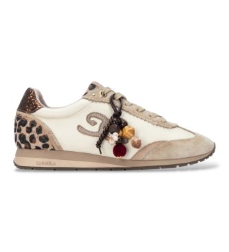 Carmela para mujer. 16423402-BEIGE Zapatillas de Piel 164234 beige (36), Plano, Cordones, Casual