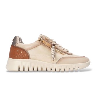 Carmela para mujer. 16424401-BEIGE Zapatillas de Piel 164244 beige (36), 3 a 5cm, Cordones, Cremallera, Casual