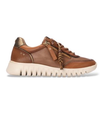 Carmela para mujer. 16424402-CAMEL Zapatillas de Piel 164244 marrón claro (35), 3 a 5cm, Cordones, Cremallera, Casual