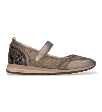 Carmela para mujer. 16435302-PLOMO Bailarinas de Piel 164353 gris (36), 1 a 3cm, Velcro, Casual