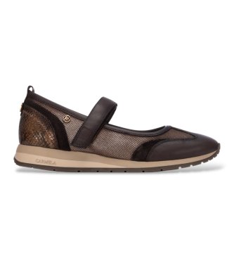 Carmela para mujer. 16435304-MARRON Bailarinas de Piel 164353 marrón (36), Plano, Velcro, Casual