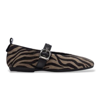 Carmela para mujer. 16437702-NEGRO Bailarinas de Piel 164377 taupe (36), Plano, Serraje, Hebilla, Casual, Animal print