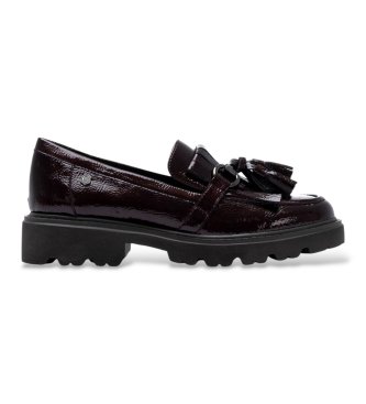 Carmela para mujer. 16437902-BURDEOS Mocasines de Piel 164379 granate (36), 3 a 5cm, Ninguno, Casual, Clásico, Charol